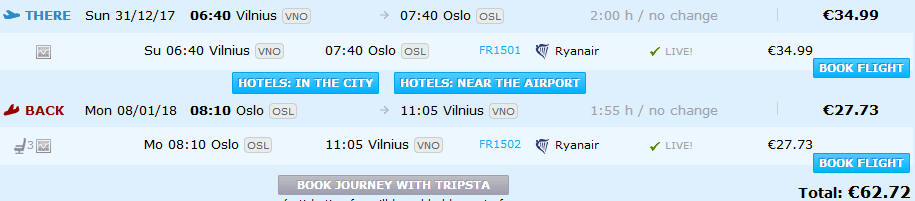 lidojumi uz Oslo