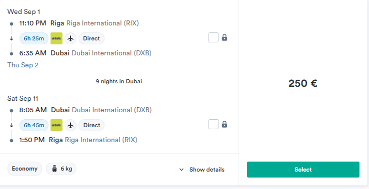 lidojumi uz dubaiju