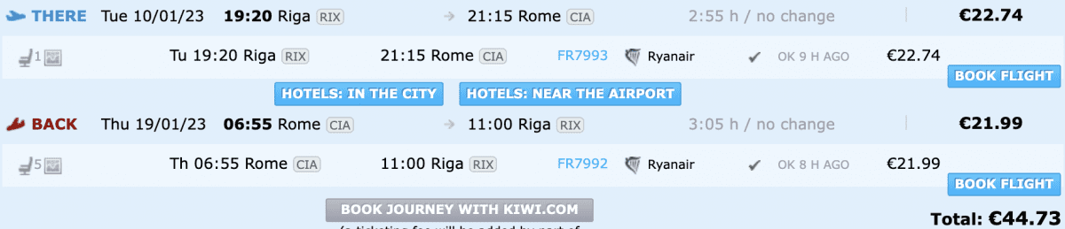 lidojumi uz romu
