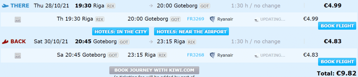 lidojumi uz gēteborgu
