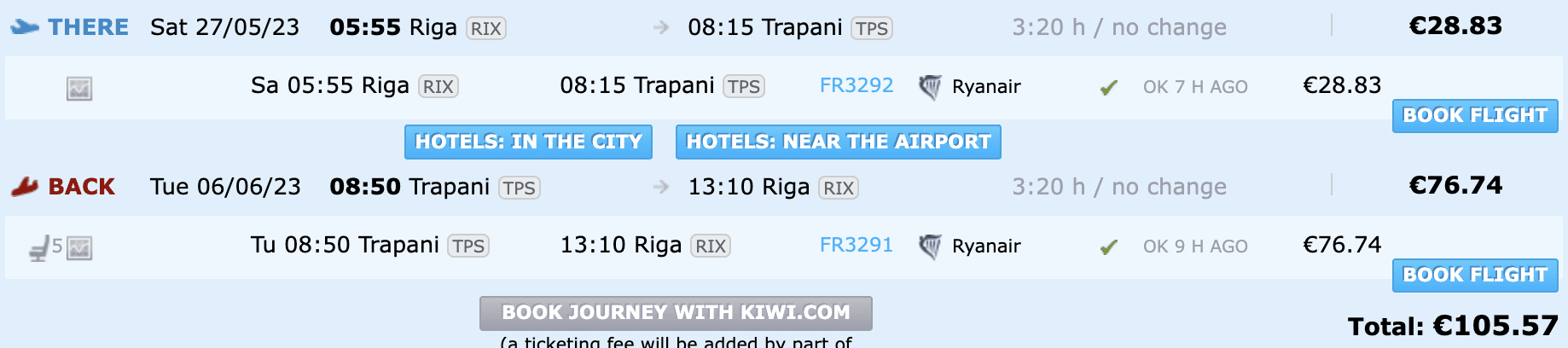 lēti lidojumi uz trapani