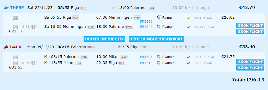 Lētas aviobiļetes uz Palermo Sicīlijā