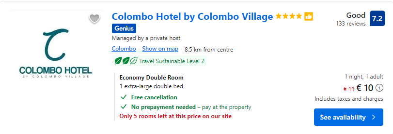 Lētas viesnīcas Kolombo Šrilankā