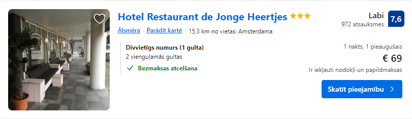 Lētas viesnīcas Amsterdamā Nīderlandē