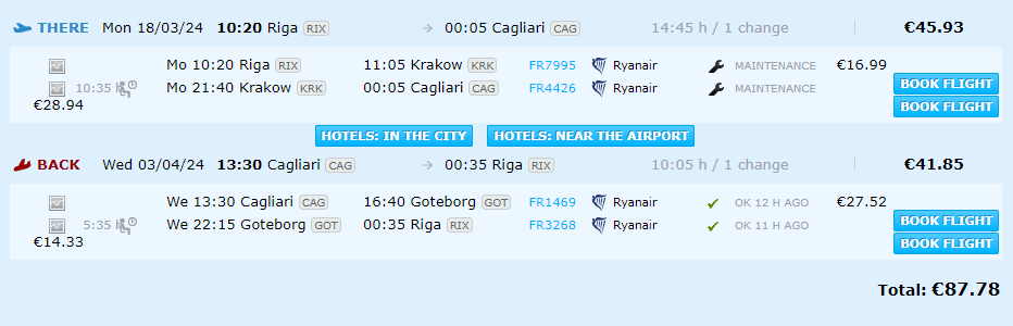 Lētas aviobiļetes uz Kagliari Sardīnijā
