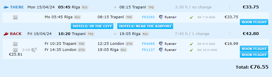 Lētas aviobiļetes uz Trapani Sicīlijā