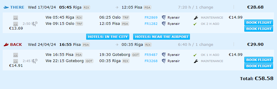 Lētas aviobiļetes uz Pizu Itālijā