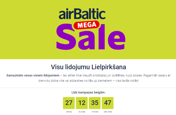 airBaltic izpārdošana
