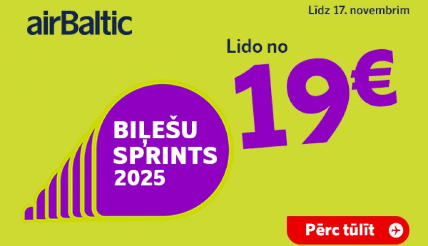 airBaltic 2025. gada BIĻEŠU SPRINTS ir klāt! Lidojumi sākot no €19!