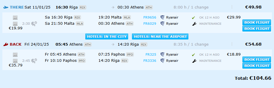 Lētas aviobiļetes no Rīgas uz Atēnām Grieķijā