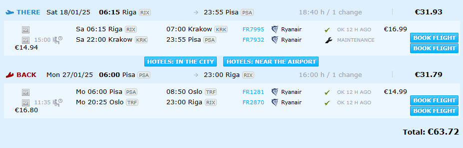 Lētas aviobiļetes no Rīgas uz Pizu Itālijā