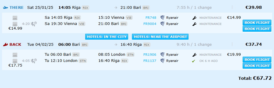 Lētas aviobiļetes uz Bari Itālijā
