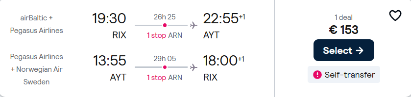 Lētas aviobiļetes uz Antāliju Turcijā