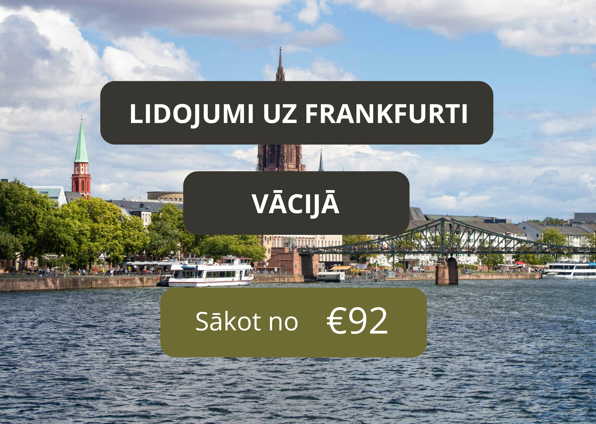 Lētas aviobiļetes no Rīgas uz Frankfurti Vācijā