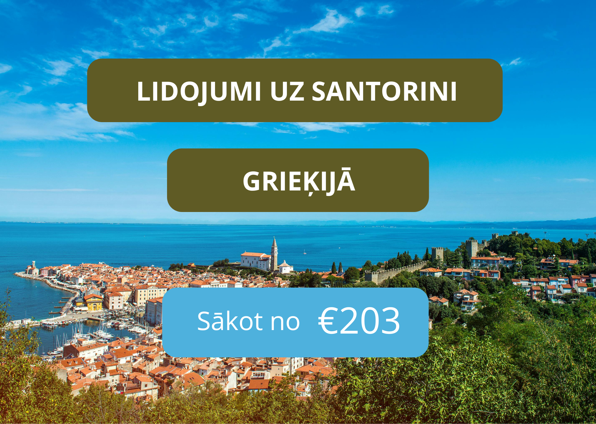 Lētas aviobiļetes no Rīgas uz Santorini Grieķijā