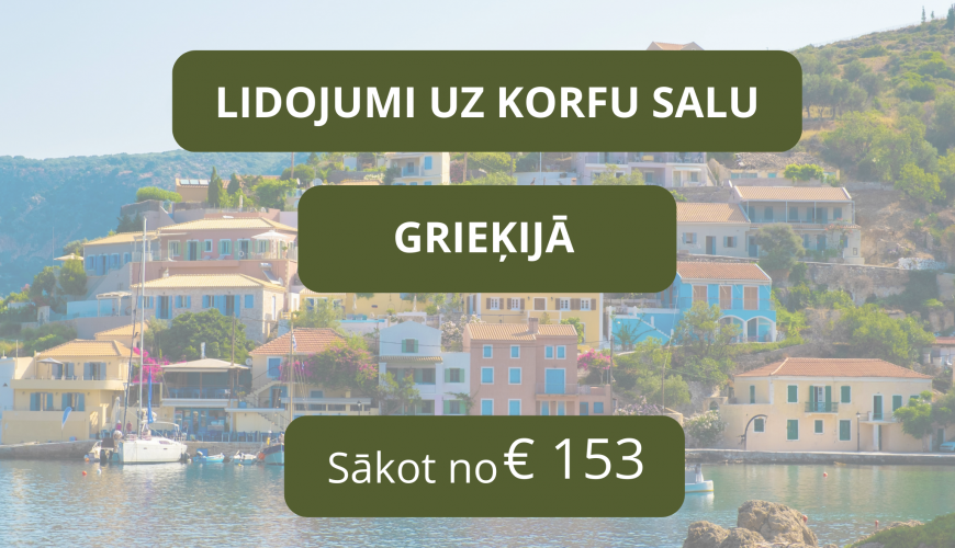 Lētas aviobiļetes uz Korfu salu Grieķijā