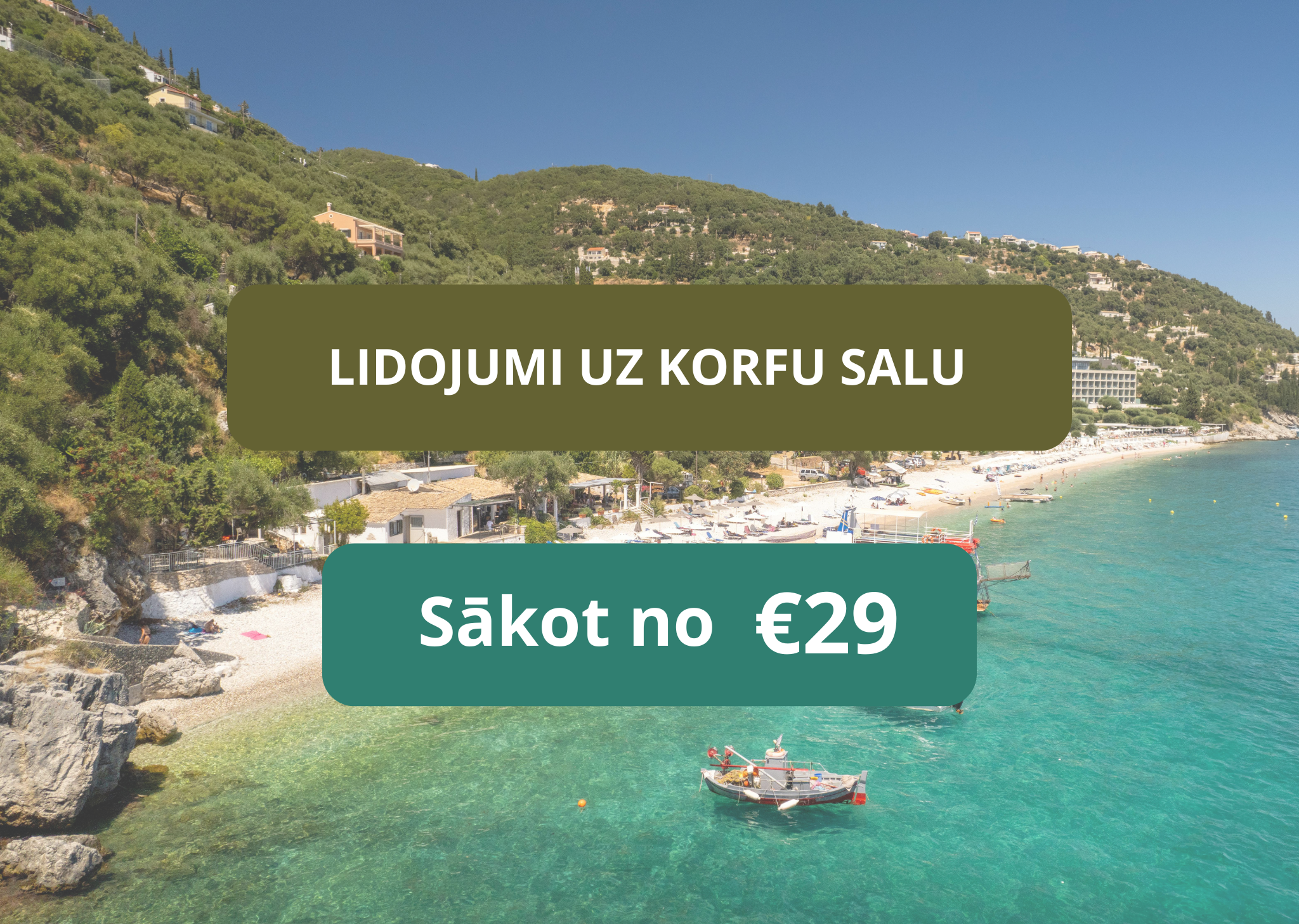 Lētas aviobiļetes uz Korfu salu Grieķijā