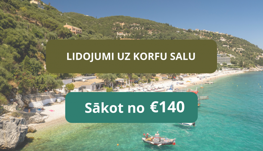 Lētas aviobiļetes no Rīgas uz Korfu salu