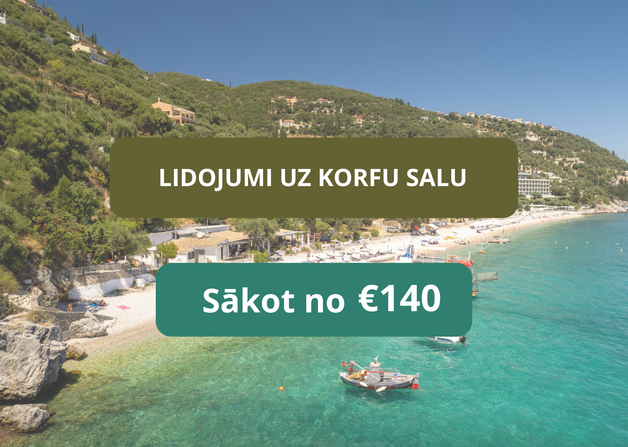 Lētas aviobiļetes no Rīgas uz Korfu salu