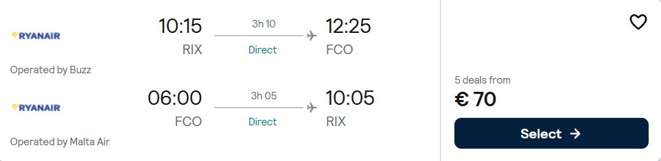 Lētas aviobiļetes uz Romu Itālijā