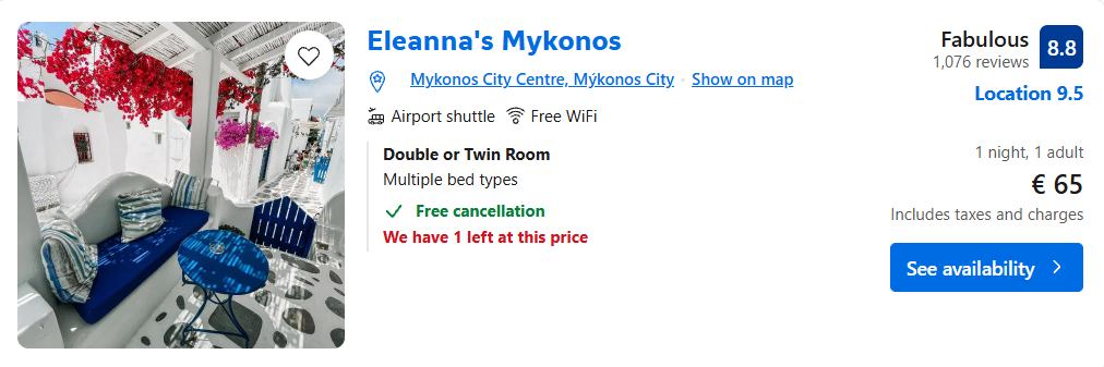 Lētas aviobiļetes uz Mikonosas salu Grieķijā