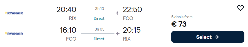 Lētas aviobiļetes uz Romu Itālijā