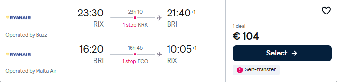 Lētas aviobiļetes uz Bari Itālijā
