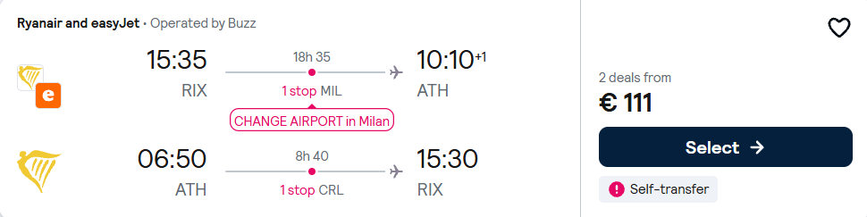 Lētas aviobiļetes no Rīgas uz Atēnām Grieķijā