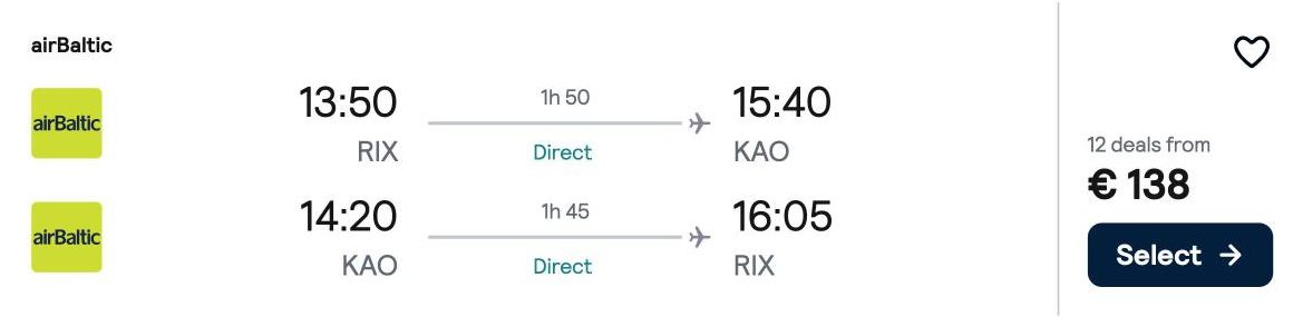 Lētas aviobiļetes no Rīgas uz Kūsamo